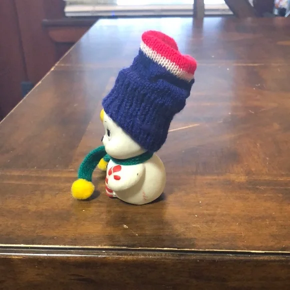 Snowman bell with Blue Hat and Green Scarf - Picture 2 of 6